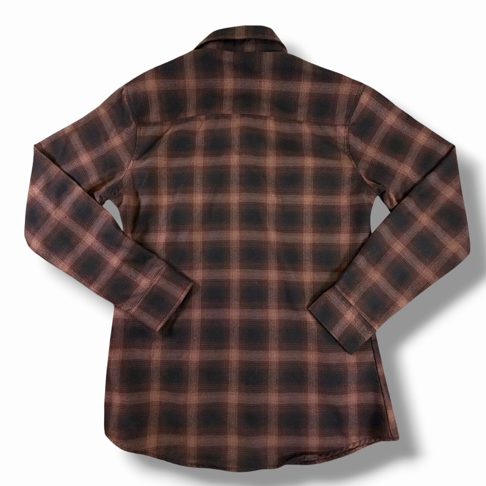 Dixxon Flannel Shirt The Bourbon Mens L Brown Plaid Long Sleeve Button Down - Picture 9 of 11
